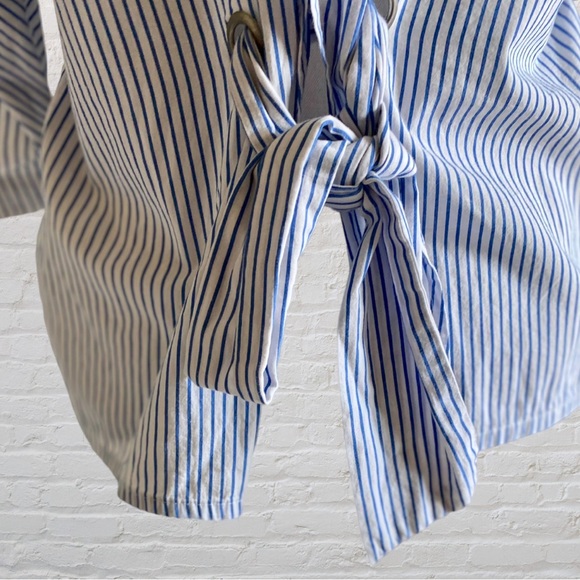 LIPSLIDE STRIPED OVERLAP BACK SASH TIE TOP - Picture 8 of 12